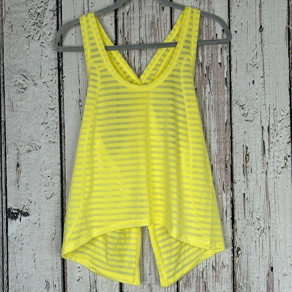 ZYIA Lemon Yellow Split Back Nimbus Tank‎ Wear 2 Ways Tie Back Sheer Mesh Medium